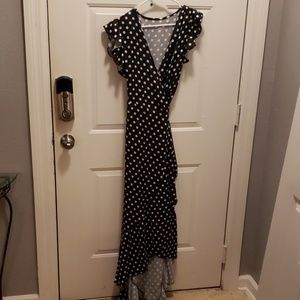 Polka-dot wrap dress